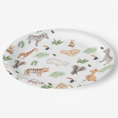 ジャングルツリーパターンの野生動物 ペーパープレート (アングル)