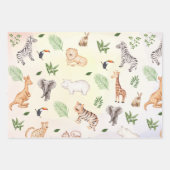 ジャングルツリーパターンの野生動物 ラッピングペーパーシート (正面)
