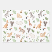 ジャングルツリーパターンの野生動物 ラッピングペーパーシート (正面2)