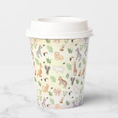 ジャングルツリーパターン紙カップ付き野生動物 紙コップ (裏面)