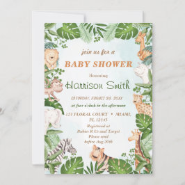 ジャングルツリー付き野生動物招待状 招待状