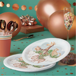 ジャングルツリー付き野生動物 ペーパープレート