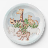 ジャングルツリー付き野生動物 ペーパープレート (正面)
