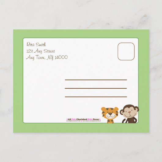 ジャングルテイルズイエローベビーシャワー葉書招待状 インビテーションポストカード (裏面)