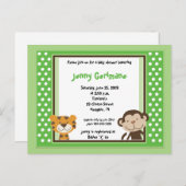 ジャングルテイルズサファリグリーンベビーシャワー招待状 インビテーションポストカード (正面/裏面)