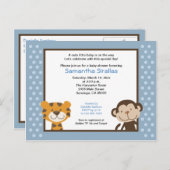 ジャングルテイルズジャングルサファリベイビーシャワーポストカード インビテーションポストカード (正面/裏面)