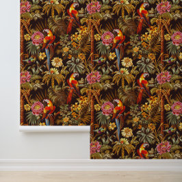 ジャングルテーマインディアンスタイルパロットタイガーフラワー 壁紙