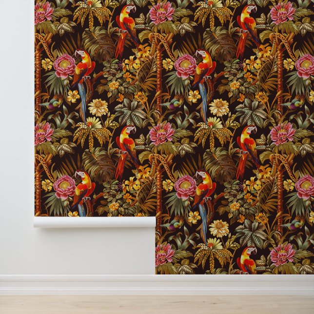 ジャングルテーマインディアンスタイルパロットタイガーフラワー 壁紙 (アプリケーション)