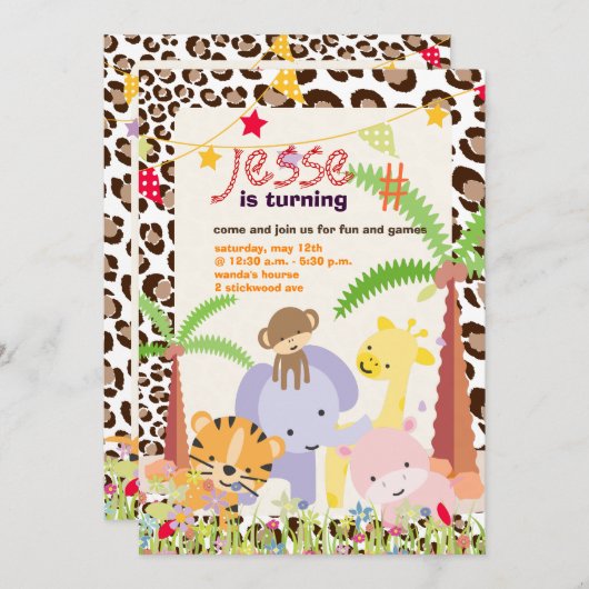 ジャングルテーマパーソナライズされた/パーティー/写真 招待状 (正面/裏面)