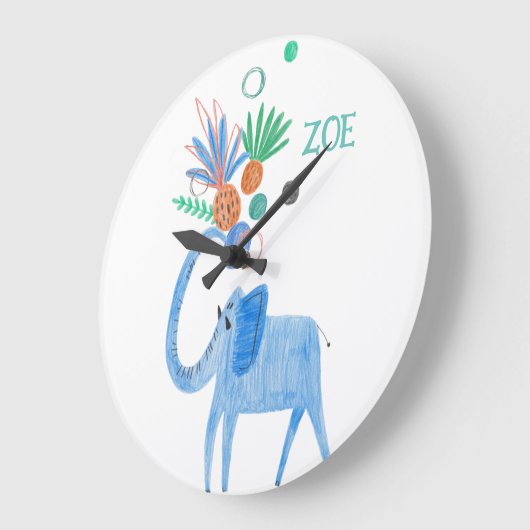 ジャングルテーマ子供部屋デコール ラージ壁時計 (傾斜)