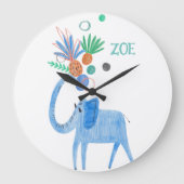 ジャングルテーマ子供部屋デコール ラージ壁時計 (正面)