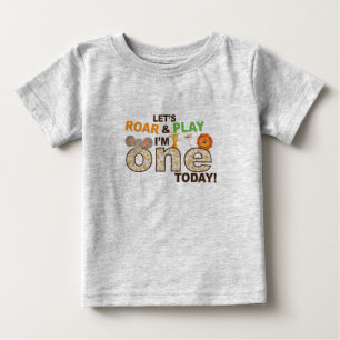 ジャングルテーマ1番目の誕生日シャツ ベビーTシャツ