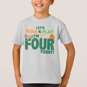 ジャングルテーマ4歳の誕生日 Tシャツ