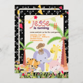 ジャングルテーマ/パーソナライズされたパーティー/写真 招待状 (正面/裏面)