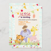 ジャングルテーマ/パーソナライズされたパーティー/写真 招待状 (正面/裏面)