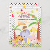 ジャングルテーマ/パーソナライズされたパーティー/写真 招待状 (正面/裏面)