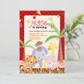 ジャングルテーマ/パーソナライズされたパーティー/写真 招待状 (スタンド正面)