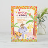 ジャングルテーマ/パーソナライズされたパーティー/写真 招待状 (スタンド正面)