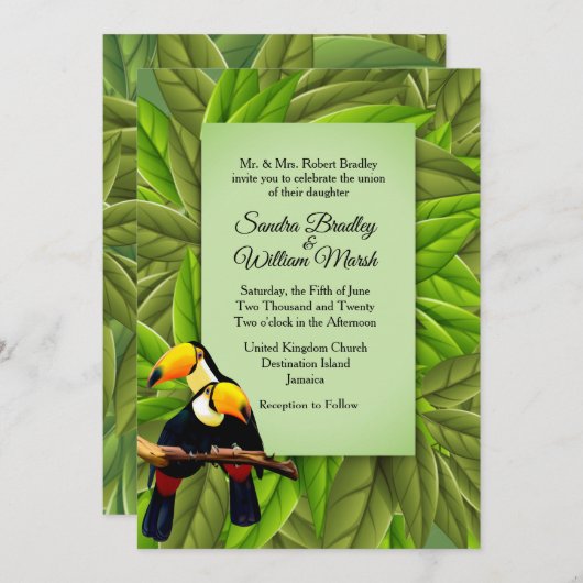 ジャングルトゥーカン結婚式招待状 招待状 (正面/裏面)