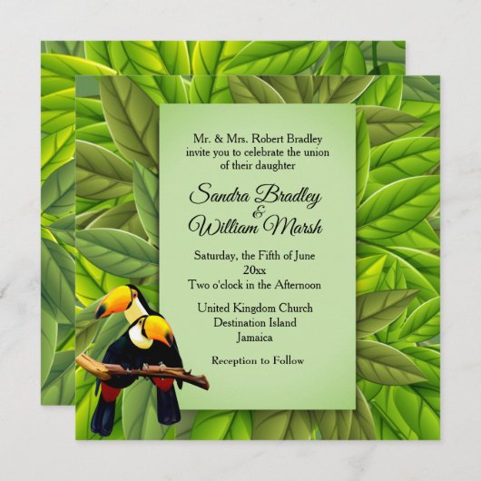 ジャングルトゥーカン結婚式招待状 招待状 (正面/裏面)