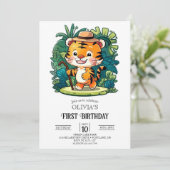 ジャングルトラお洒落ガー1st誕生日デジタル 招待状 (スタンド正面)