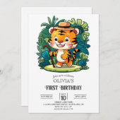 ジャングルトラお洒落ガー1st誕生日デジタル 招待状 (正面/裏面)