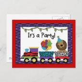 ジャングルトレインパーティの招待状 インビテーションポストカード (正面/裏面)