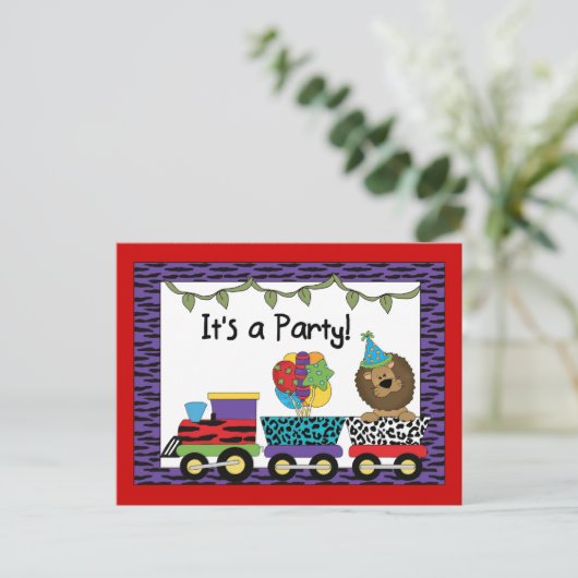 ジャングルトレインパーティの招待状 インビテーションポストカード (スタンド正面)