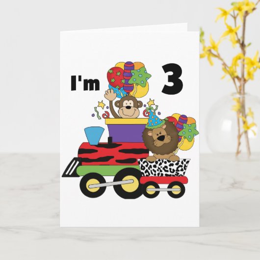 ジャングルトレイン誕生日Tシャツとギフト カード (黄色い花)