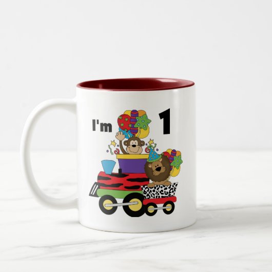 ジャングルトレイン誕生日Tシャツとギフト ツートーンマグカップ (左)