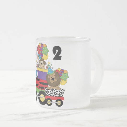 ジャングルトレイン誕生日Tシャツとギフト フロストグラスマグカップ (正面右)