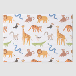 ジャングルトロピカルサファリ野生動物のパターン 薄葉紙