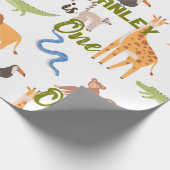 ジャングルトロピカルサファリ野生動物のパーソナライズ ラッピングペーパー (角)