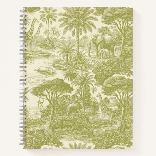 ジャングルトワール柄トロピカル風景植物画デザイン ノートブック (正面)