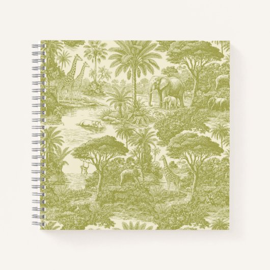 ジャングルトワール柄トロピカル風景植物画デザイン ノートブック (正面)