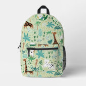 ジャングルパターンかわいい動物トロピカルプリントキッズ プリントバックパック (正面)