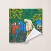 ジャングルパロッツトロピカルフォレストタオル バスタオルセット (ウォッシュタオル)