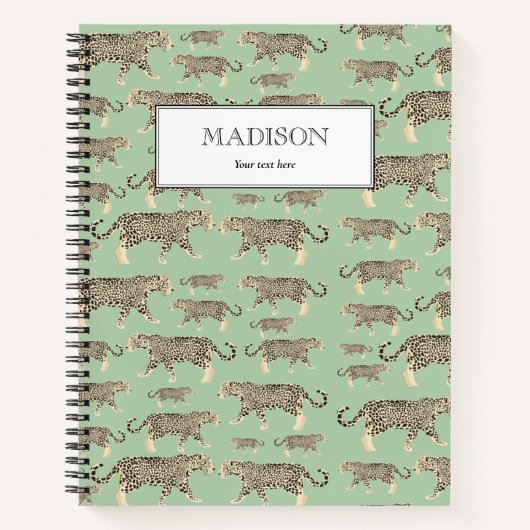 ジャングルパーソナライズされたジャガー動物パターン ノートブック (正面)