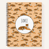 ジャングルパーソナライズされたトラの動物のパターン ノートブック (正面)