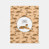 ジャングルパーソナライズされたトラの動物のパターン フリースブランケット (正面)