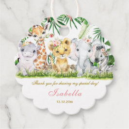 ジャングルパーソナライズされたバプテスマとファーストメッセージカード フェイバータグ