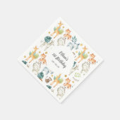 ジャングルパーソナライズされた動物の最初の誕生日パーティー スタンダードカクテルナプキン (角)