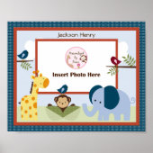 ジャングルパーソナライズされた123動物フォトアート ポスター (正面)