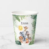 ジャングルパーティーかわいい動物の子供たちベビー誕生日 紙コップ (裏面)