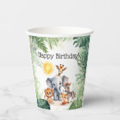 ジャングルパーティーかわいい動物の子供たちベビー誕生日 紙コップ (正面)
