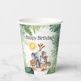 ジャングルパーティーかわいい動物の子供たちベビー誕生日 紙コップ