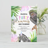 ジャングルパーティー動物4th誕生日パーティー 招待状 (スタンド正面)