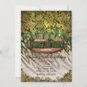 ジャングルパーティー金ゴールドグラムアニマルプリント招待状 招待状 (正面)