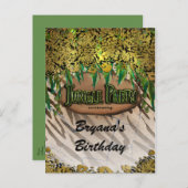 ジャングルパーティー金ゴールドグラムアニマルプリント誕生日フライヤー 案内ポストカード (正面/裏面)