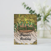 ジャングルパーティー金ゴールドグラムアニマルプリント誕生日フライヤー 案内ポストカード (スタンド正面)